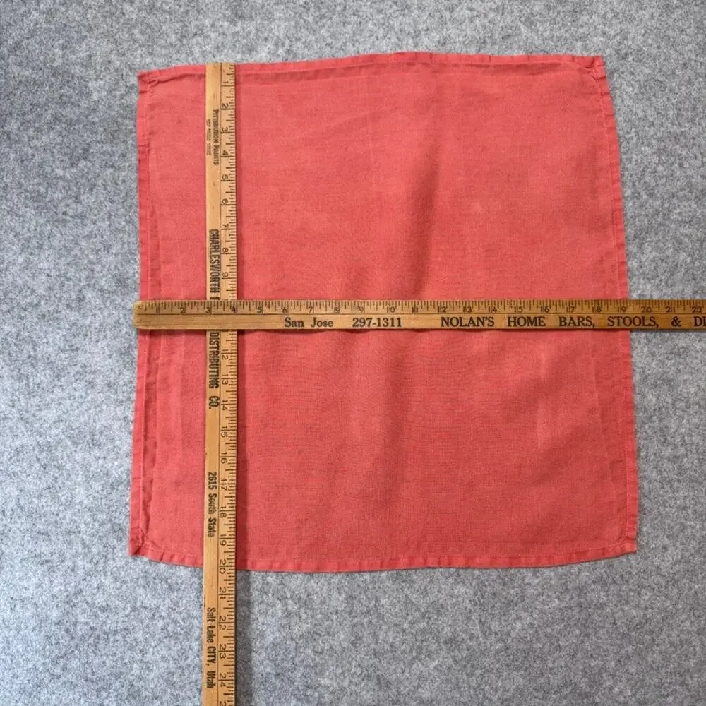 Set of 8 Linen Dinner Napkins Coral Red 20” Square Solid Cloth Table Linens